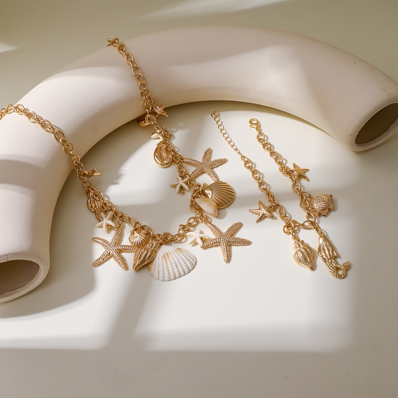 Ocean Elements Pendant Necklace Bracelet Set